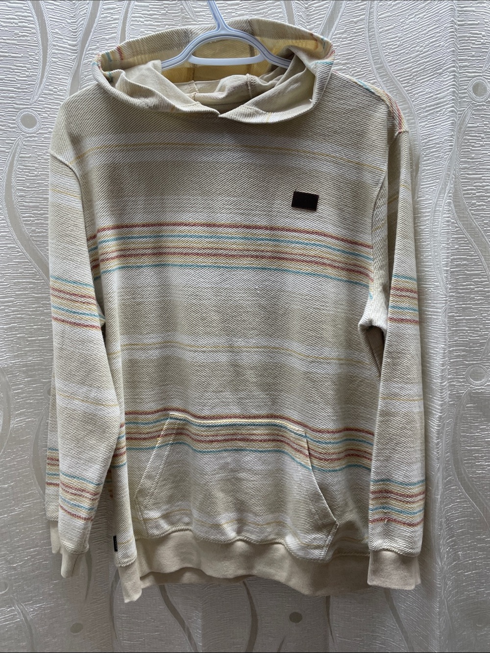 O'Neill Teen Cream Hooded Striped Knit Sweatshirt